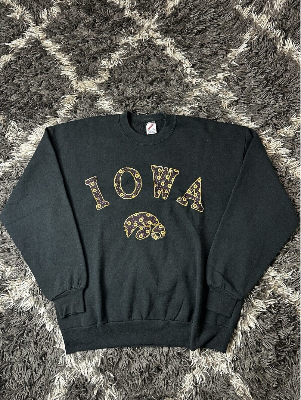 Vintage 90s Iowa Hawkeyes Jerzees Sweatshirt Womens XL Black Made USA
